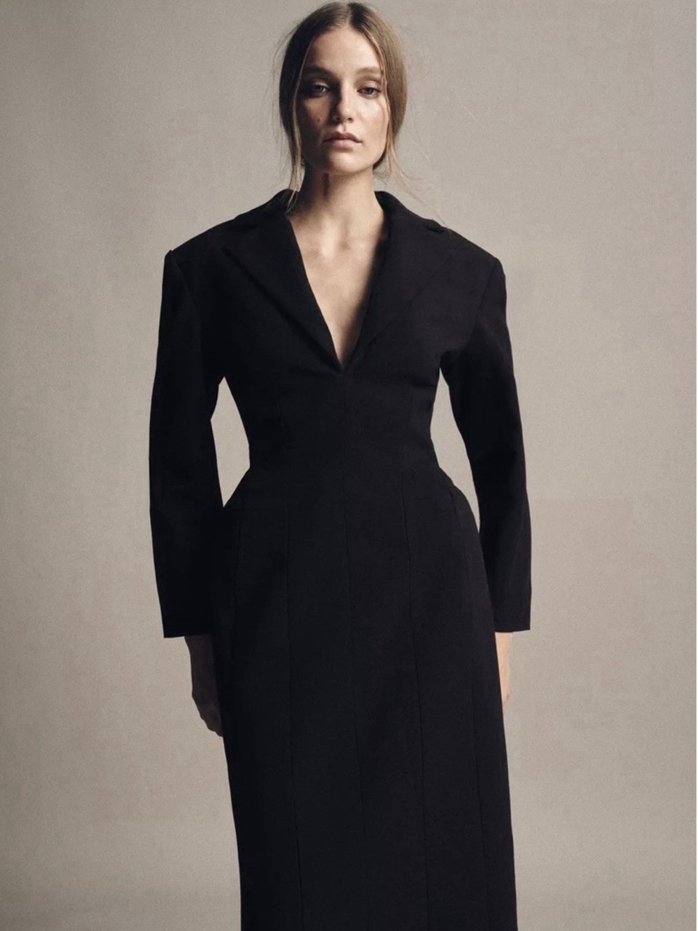 NWT. Zara ZW Collection Black Coat Dress. Size S. - Picture 4 of 14